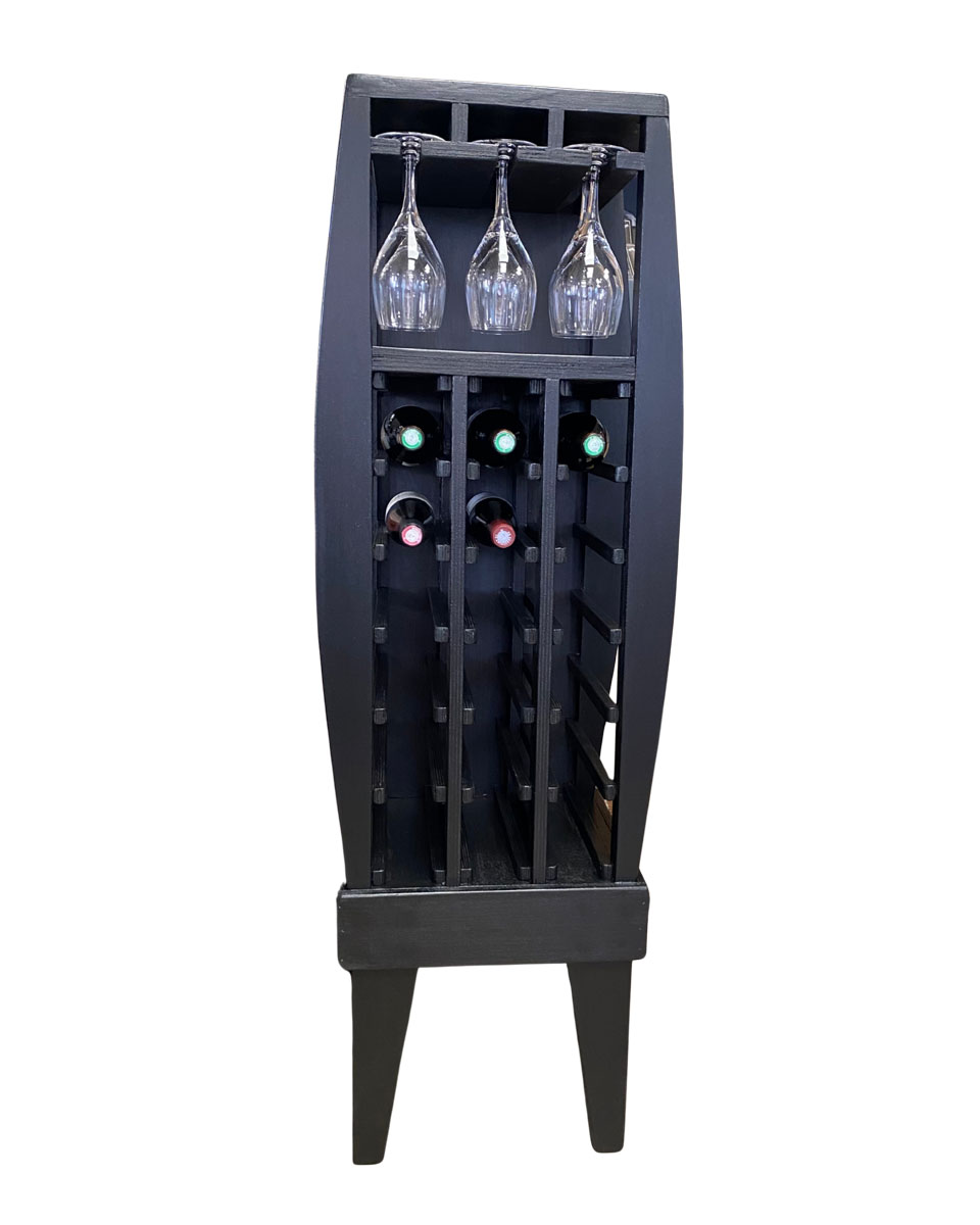 Meuble à bouteilles et verres – finition noire